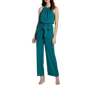 Teal Blouson Chiffon Jumpsuit